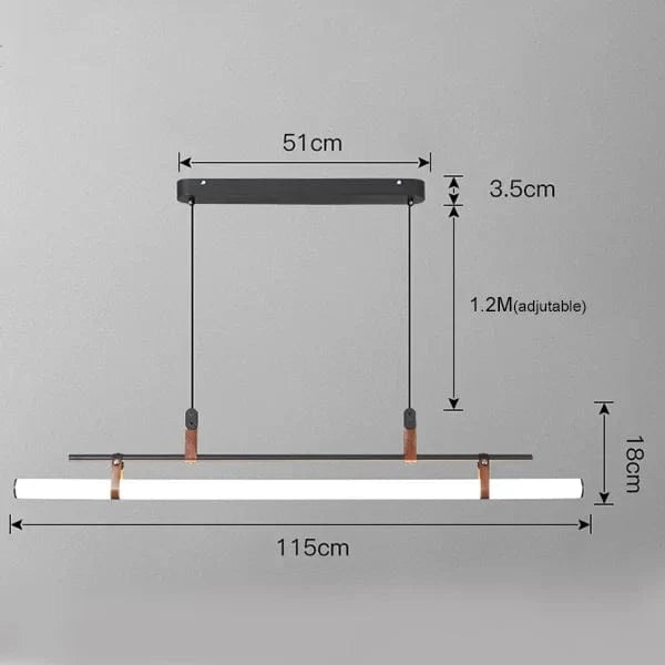 Lustre minimaliste avec bande LED style tube - Luminaire TubeLustre | Marco Lucetti 115 cm noir / Gradation continue