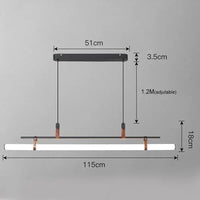 Lustre minimaliste avec bande LED style tube - Luminaire TubeLustre | Marco Lucetti 115 cm noir / Gradation continue