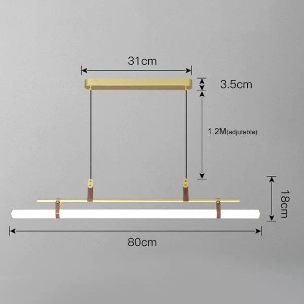 Lustre minimaliste avec bande LED style tube - Luminaire TubeLustre | Marco Lucetti 80 cm d'or / 3 couleurs