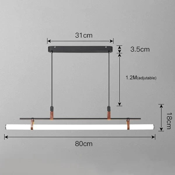 Lustre minimaliste avec bande LED style tube - Luminaire TubeLustre | Marco Lucetti 80 cm noir / Gradation continue