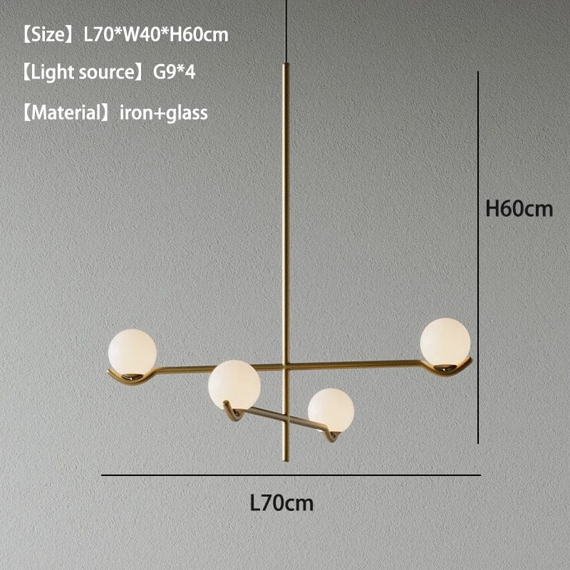 Lustre minimaliste boule de verre Luces à LED pour un éclairage élégant et moderne dans votre intérieur | Marco Lucetti Cuivre 4 têtes / Lumière chaude