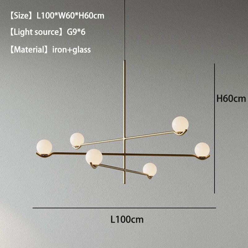 Lustre minimaliste boule de verre Luces à LED pour un éclairage élégant et moderne dans votre intérieur | Marco Lucetti Cuivre 6 têtes A / Lumière froide