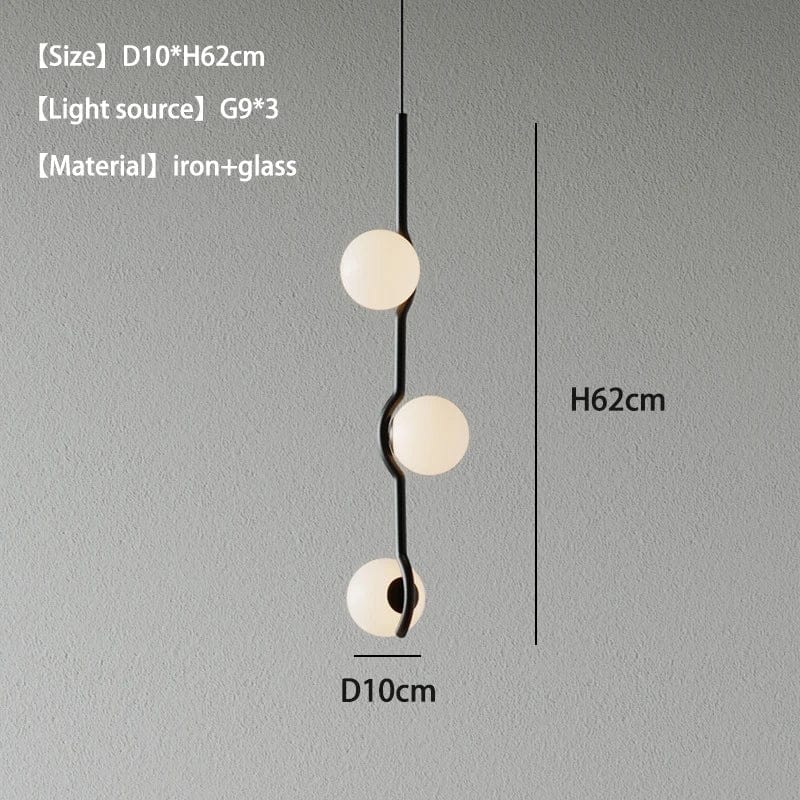 Lustre minimaliste boule de verre Luces à LED pour un éclairage élégant et moderne dans votre intérieur | Marco Lucetti Noir 3 têtes / Lumière froide