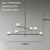 Lustre minimaliste boule de verre Luces à LED pour un éclairage élégant et moderne dans votre intérieur | Marco Lucetti Noir 6 têtes A / Lumière froide