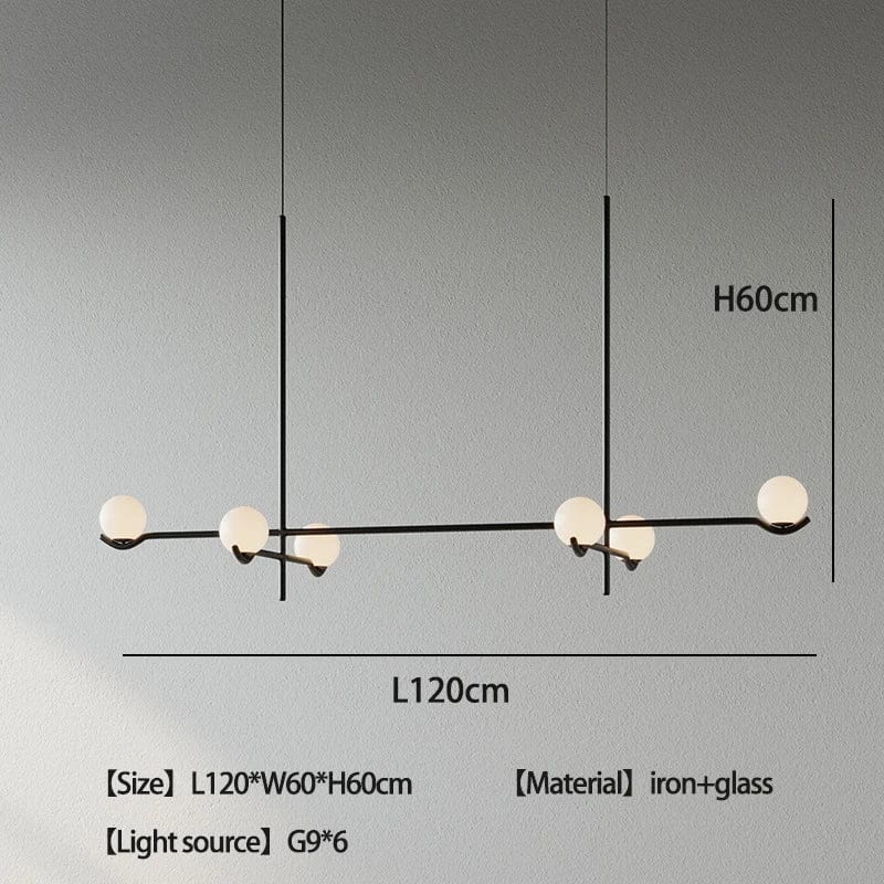 Lustre minimaliste boule de verre Luces à LED pour un éclairage élégant et moderne dans votre intérieur | Marco Lucetti Noir 6 têtes B / Lumière chaude