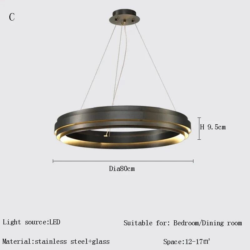 Lustre minimaliste italien post-moderne LED créatif | Marco Lucetti C Dia80cm / Or / Lumière naturelle