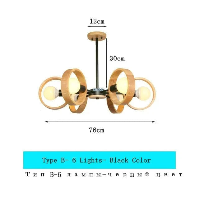 Lustre minimaliste nordique modernisé | Marco Lucetti B 6 Lumières Noir / Pas d&#39;ampoule