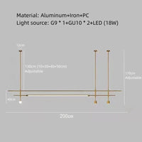 Lustre minimaliste réglable en hauteur pour tous les espaces | Marco Lucetti 200cm-Or / Blanc froid