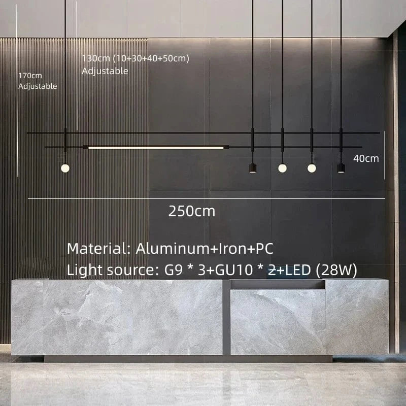 Lustre minimaliste réglable en hauteur pour tous les espaces | Marco Lucetti 250 cm-noir / Blanc chaud