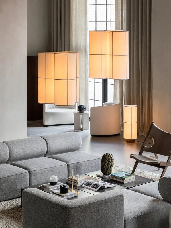 Lustre minimaliste vintage "Hashira" avec abat-jour en tissu | Marco Lucetti