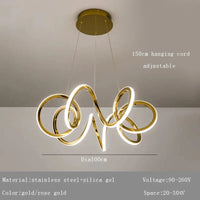 Lustre Moderne 2024 avec Lampes LED Suspendues en Silicone - Tendance & Innovant | Marco Lucetti A Dia100cm / Or rose / Changeable