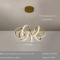 Lustre Moderne 2024 avec Lampes LED Suspendues en Silicone - Tendance & Innovant | Marco Lucetti A diamètre60cm / Or / Intensité variable