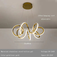 Lustre Moderne 2024 avec Lampes LED Suspendues en Silicone - Tendance & Innovant | Marco Lucetti A diamètre80cm / Or rose / Changeable