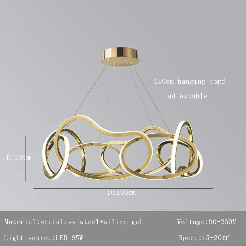 Lustre Moderne 2024 avec Lampes LED Suspendues en Silicone - Tendance & Innovant | Marco Lucetti B or 80cm / Or rose / Lumière naturelle