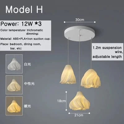 Lustre moderne 3D à trois extrémités | Marco Lucetti Modèle H