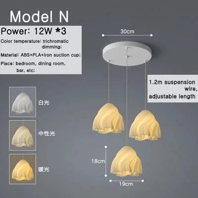 Lustre moderne 3D à trois extrémités | Marco Lucetti Modèle N