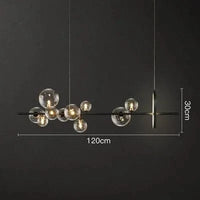 Lustre Moderne à LED avec Boules de Verre Suspendues | Marco Lucetti Noir Large 10 têtes / Verre transparent / Blanc froid 6000K | CHINE