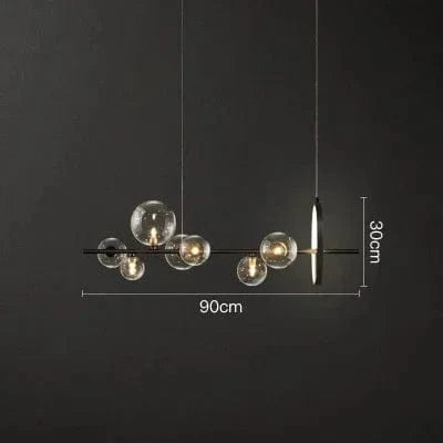 Lustre Moderne à LED avec Boules de Verre Suspendues | Marco Lucetti Noir Petit 7 têtes / Verre de suie / Blanc froid 6000K | CHINE