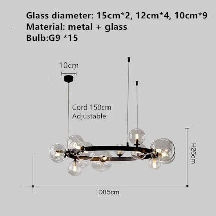 Lustre moderne à LED en Verre clair | Marco Lucetti 15 lumières / Lumière chaude
