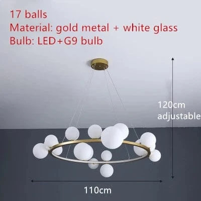 Lustre moderne à LED en Verre clair | Marco Lucetti 17 Boules-or-2 / Lumière chaude