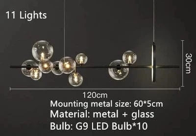 Lustre moderne à LED en Verre clair | Marco Lucetti Modèle C 120cm / Lumière chaude