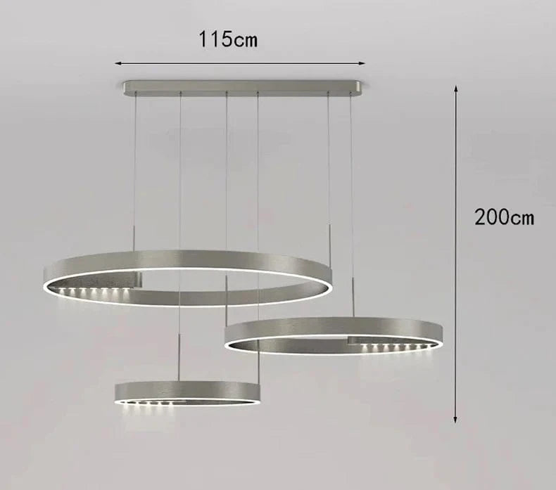 Lustre Moderne à LED pour Éclairage Intérieur | Marco Lucetti 3 anneaux gris / Blanc froid