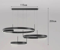 Lustre Moderne à LED pour Éclairage Intérieur | Marco Lucetti 3 anneaux noirs / Blanc froid