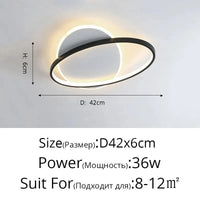 Lustre Moderne à LED pour Intérieur - Rond Luminaria Lampara | Marco Lucetti Style D 42 cm / Blanc chaud, pas de télécommande