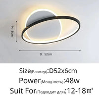 Lustre Moderne à LED pour Intérieur - Rond Luminaria Lampara | Marco Lucetti Style D 52 cm / Blanc froid, pas de télécommande