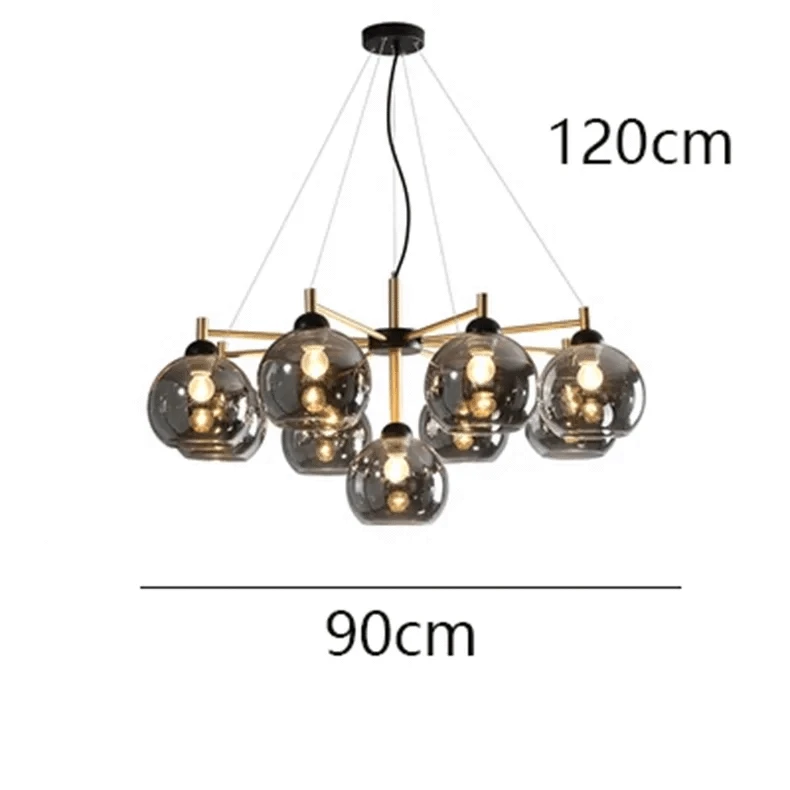 Lustre Moderne à LED pour un Éclairage Intérieur Suspendu | Marco Lucetti 9 têtes gris fumé / Gradation à distance RC