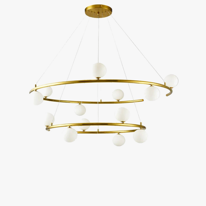 Lustre moderne pour hôtel avec 13 boules de verre et fil réglable