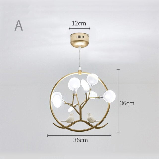Lustre Rhym - Design Moderne avec Arbre et Oiseaux