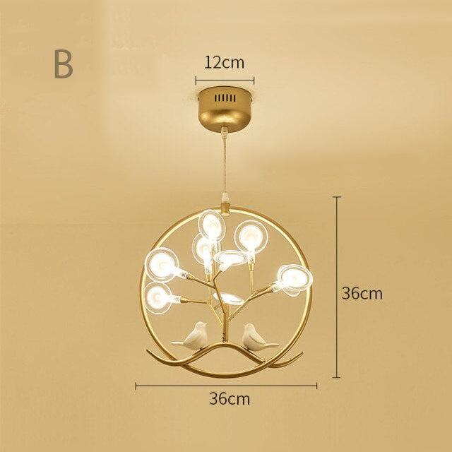Lustre Rhym - Design Moderne avec Arbre et Oiseaux