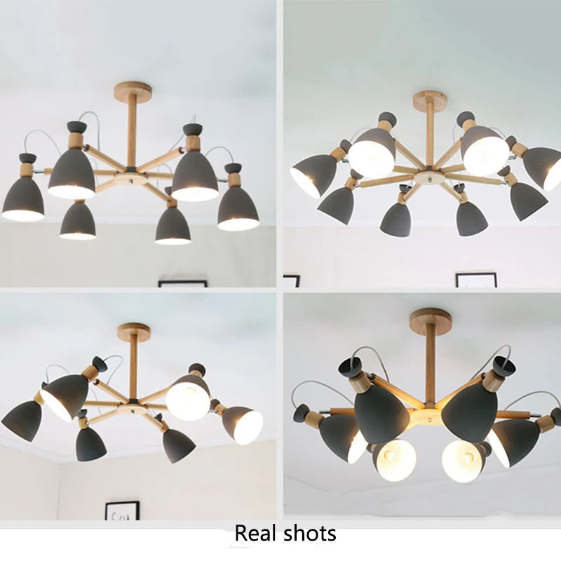 Lustre en bois massif moderne pour plafond d'hôtel