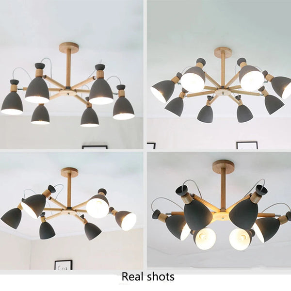 Lustre en bois massif moderne pour plafond d'hôtel
