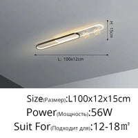 Lustre Moderne de Luxe Créatif Étoilé encastré - Longue Bande | Marco Lucetti Noir L100x12cm 56W / Luminosité variable