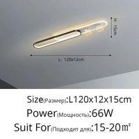 Lustre Moderne de Luxe Créatif Étoilé encastré - Longue Bande | Marco Lucetti Noir L120x12cm 66W / Luminosité variable