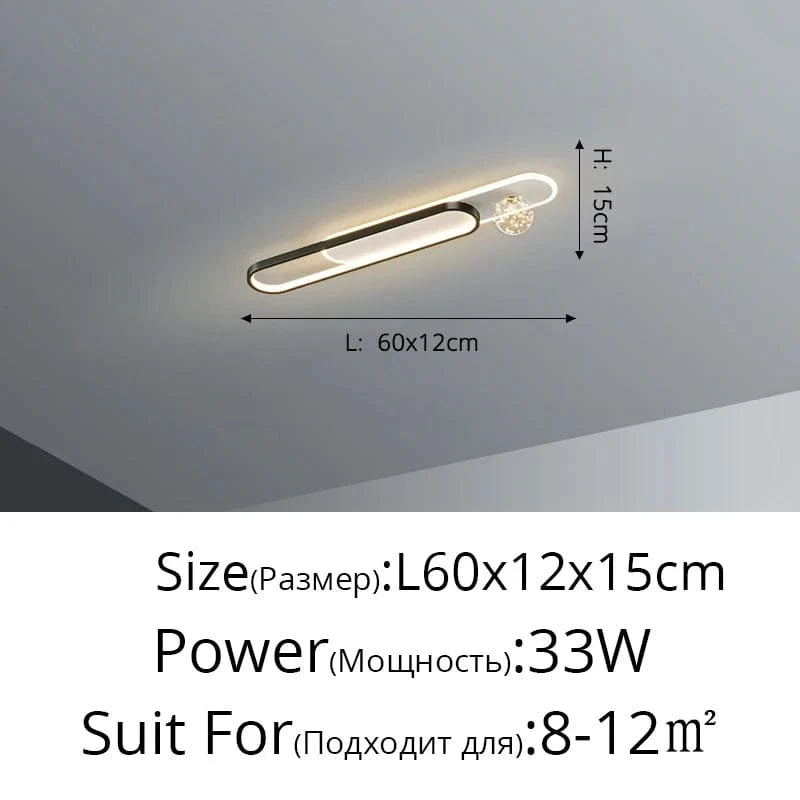 Lustre Moderne de Luxe Créatif Étoilé encastré - Longue Bande | Marco Lucetti Noir L60x12cm 33W / Luminosité variable