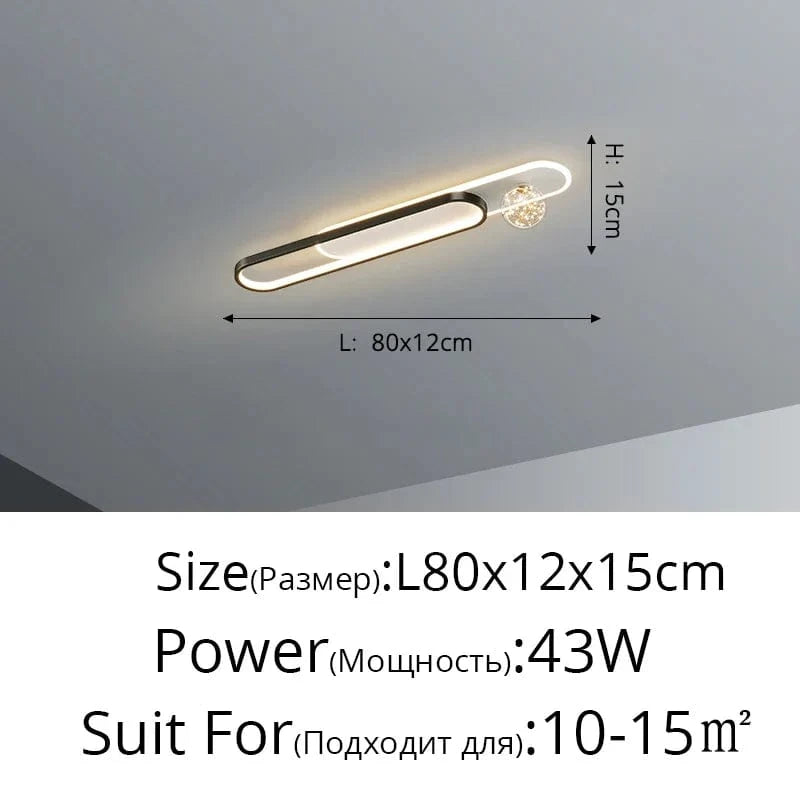 Lustre Moderne de Luxe Créatif Étoilé encastré - Longue Bande | Marco Lucetti Noir L80x12cm 43W / Luminosité variable