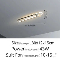 Lustre Moderne de Luxe Créatif Étoilé encastré - Longue Bande | Marco Lucetti Noir L80x12cm 43W / Luminosité variable