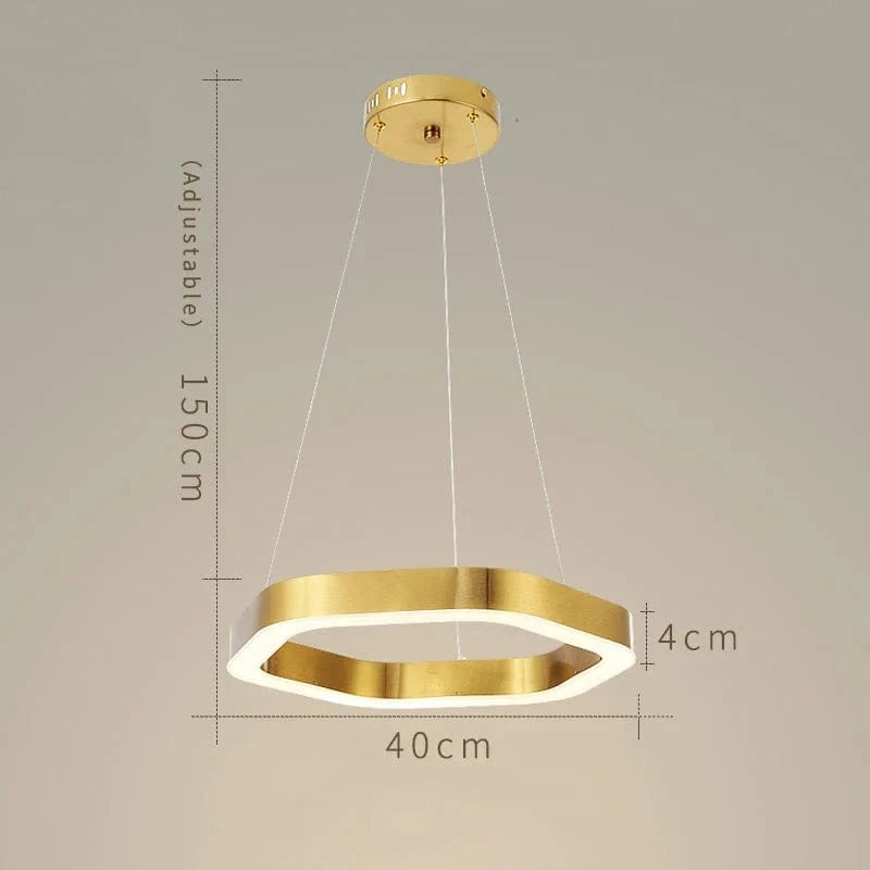 Lustre Moderne de Luxe Hexagone Design LED en Acier Inoxydable | Marco Lucetti Dia40CM / Lumière froide 6000K
