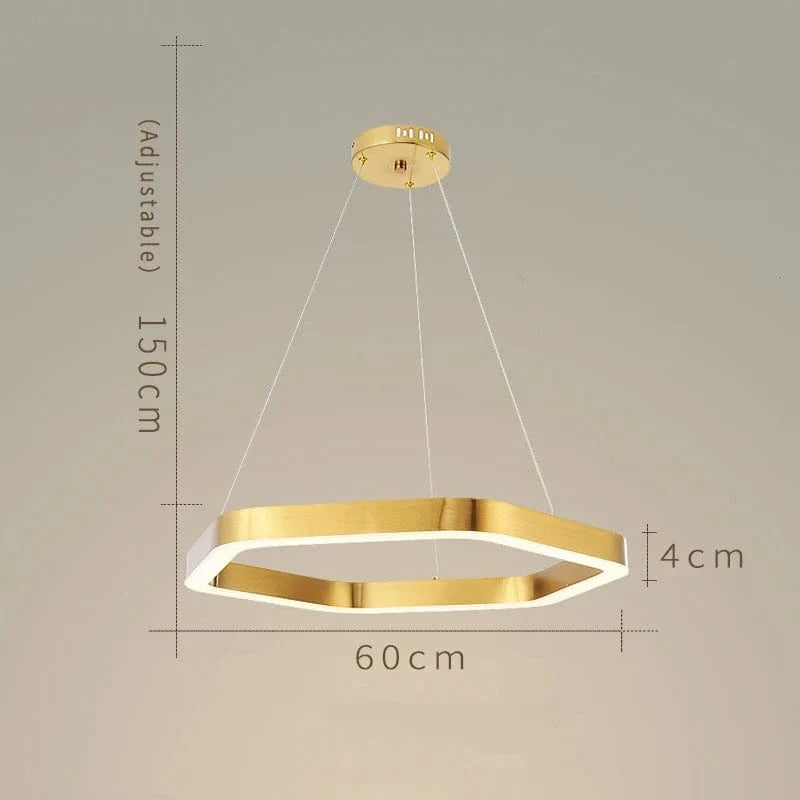 Lustre Moderne de Luxe Hexagone Design LED en Acier Inoxydable | Marco Lucetti Dia60CM / Lumière froide 6000K