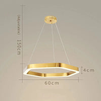 Lustre Moderne de Luxe Hexagone Design LED en Acier Inoxydable | Marco Lucetti Dia60CM / Lumière froide 6000K