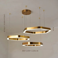 Lustre Moderne de Luxe Hexagone Design LED en Acier Inoxydable | Marco Lucetti Dia80 100 120CM / Lumière froide 6000K