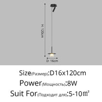 Lustre moderne de suspension de chevet luxe minimaliste | Marco Lucetti Style C D16x120cm / 3 couleurs sans télécommande