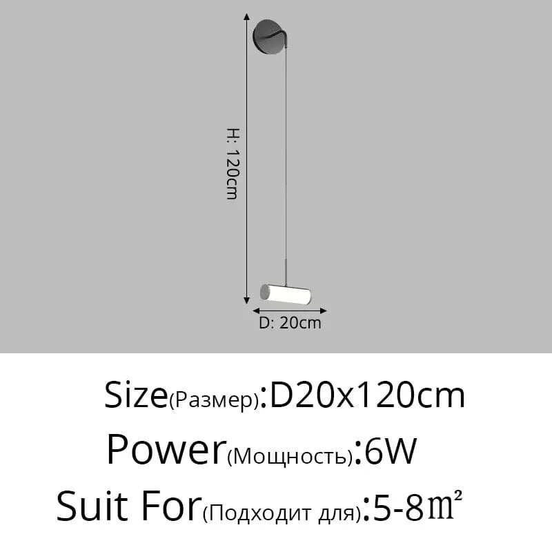 Lustre moderne de suspension de chevet luxe minimaliste | Marco Lucetti Style H P20x120cm / 3 couleurs sans télécommande