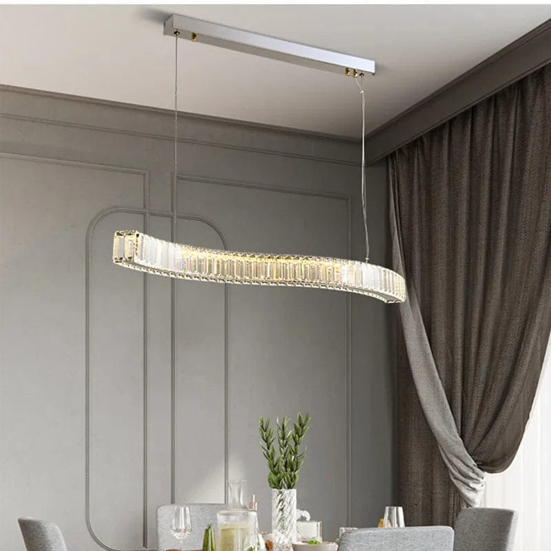 Lustre moderne en acier avec cristaux et lumières LED suspendues - Luxe Éclatant | Marco Lucetti