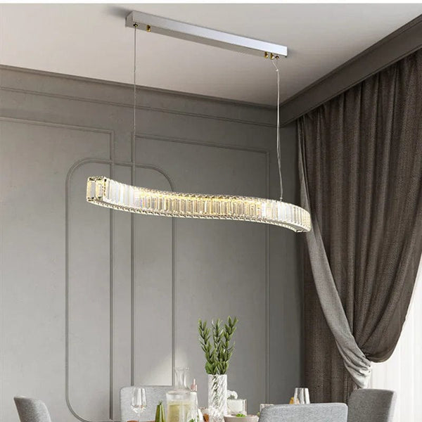 Lustre moderne en acier avec cristaux et lumières LED suspendues - Luxe Éclatant | Marco Lucetti