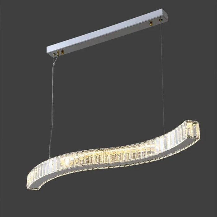 Lustre moderne en acier avec cristaux et lumières LED suspendues - Luxe Éclatant | Marco Lucetti