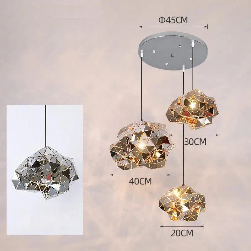 Lustre moderne en acier inoxydable pour une décoration lumineuse. | Marco Lucetti Disque à 3 têtes